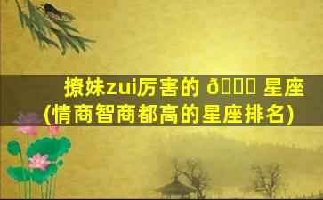撩妹zui
厉害的 🐎 星座(情商智商都高的星座排名)